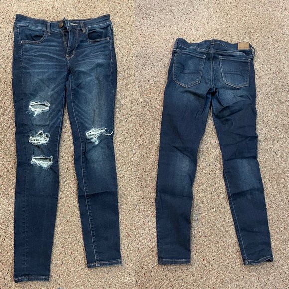 American Eagle Next Level Stretch Ripped Jeans Size 6 - Picture 1 of 4
